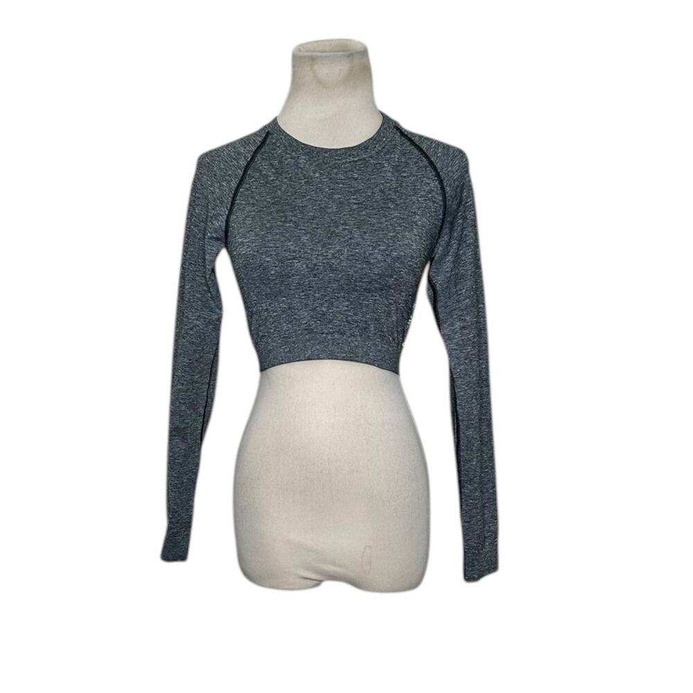 Gymshark Adapt Marl Gray Seamless Long Sleeve Crop Top size Small